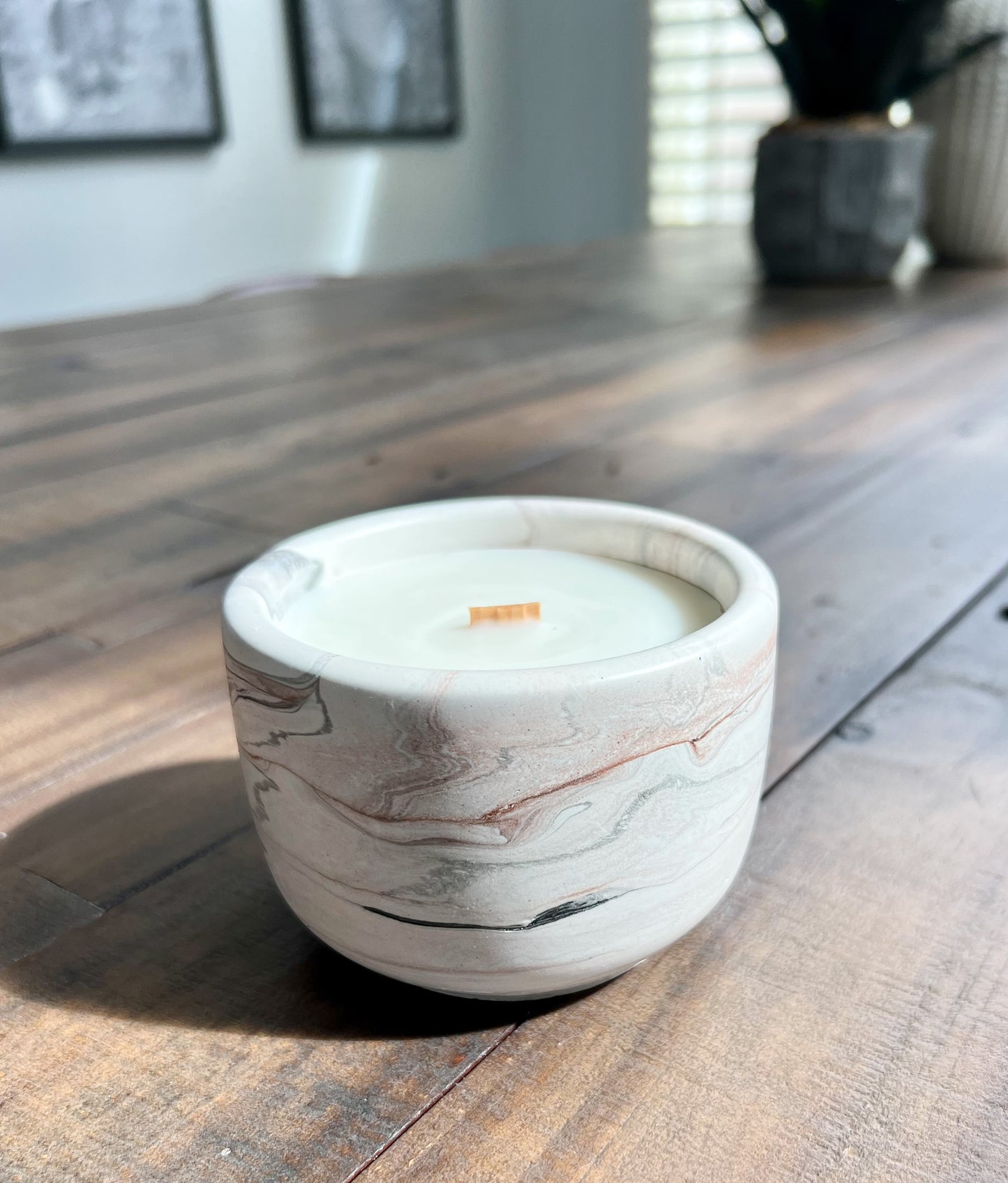 Signature Collection-Handcrafted Wooden Wick Coconut/Soy Cement Candle